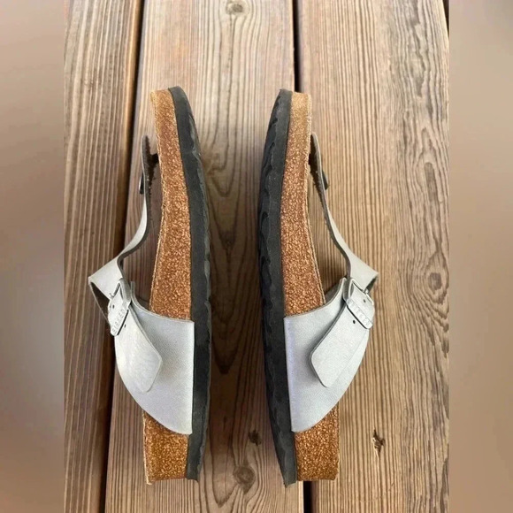 Birkenstock Gizeh Silver Sz 38 W 7 - Picture 6 of 11